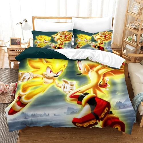 Sonic Le H¿¿Risson Housse De Couette Dessin Anim¿¿ Film Ensemble De Literie Housse De Couette Pour Gar?Ons Filles Adolescents, Literie Housse De Couette D¿¿Corative