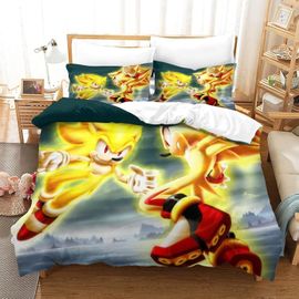 Sonic Le H¿¿Risson Housse De Couette Dessin Anim¿¿ Film Ensemble De Literie Housse De Couette Pour Gar?Ons Filles Adolescents, Literie Housse De Couette D¿¿Corative