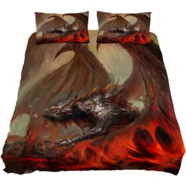 Housse De Couette Ck, Ensemble De Literie Dragon De Lave De 3, D¿¿Coration De Chambre En Microfibre Super Douce, Facile ¿¿ Entretenir