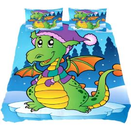 Housse De Couette Compl¿¿Te, Ensemble De Literie Dragon Mignon De 3, D¿¿Coration De Chambre En Microfibre Super Douce, Facile ¿¿ Entretenir