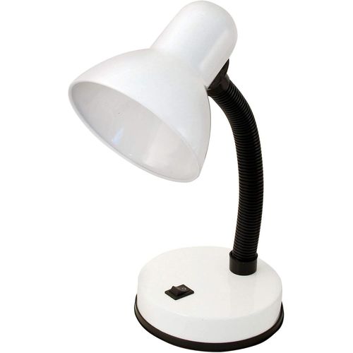 asas456-Tl1201-B Lampe Pince,Culot Pour Ampoule E27,Compatible Led,Bras Flexible,Avec Câble Et Interrupteur. En Métal. Pour Chambre D'Enfant,Bureau,Table De Nuit,Chevet,6 W,Blanc