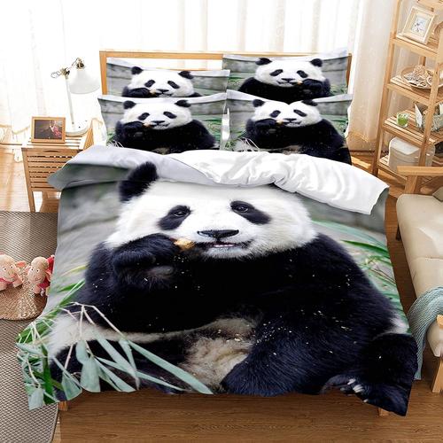 Ensembles De Literie 3 Pi¿¿Ces Pandas Calins Mignons 3d, 1 Housse De Couette Et 2 Taies D'oreiller