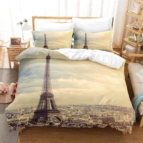 Paris Ville Housse De Couette Jeunes Filles Housse De Couette Ensemble Tour Eiffel Impression Ensembles De Literie Double Pleine Reine Roi Taille 3 Pi¿¿Ces 3d Stree