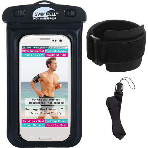 Asas456-Brassard Téléphone Sport Course Étanche Running. Pochette Natation Course Marche. Convient Téléphones Jusqu'à 17 Cm. Iphone 11-13 Samsung Galaxy S Android. Grande -Noir