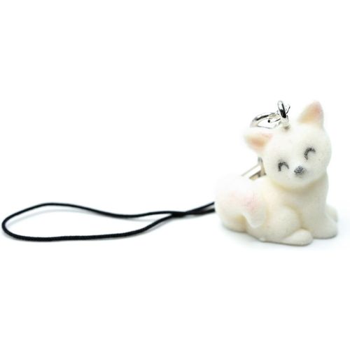 asas456-Pendentif De Téléphone Portable En Forme De Renard,Renard Rouge,Flocage Blanc,Bijou Fantaisie Fait À La Main,Bijou De Téléphone Portable,Porte-Clés,25Mm,Plastique,Floc