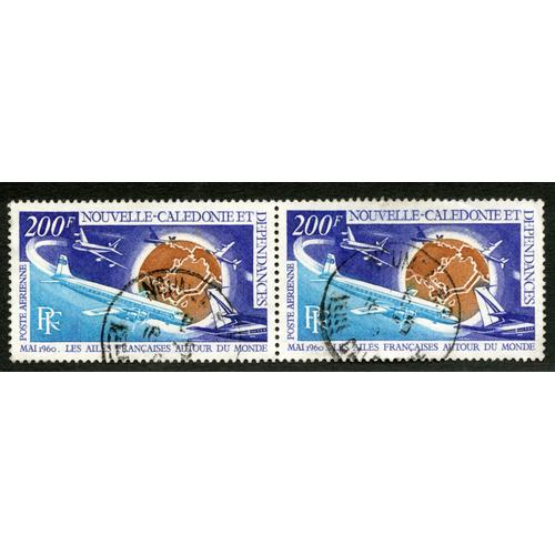 Deux Timbres Oblitérés Nouvelle Calédonie Et Dépendances, Mai 1960, Les Ailes Françaises Autour Du Monde, 200 F, Rf