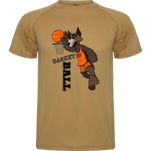 T-Shirt Basket Humour "Le Loup Basketteur" | Tee Shirt Marrant Homme Sport Basketball - Du S Au Xxl