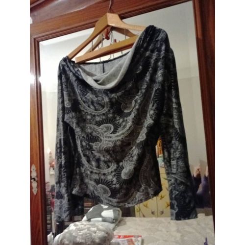 Top Col Pendant Bras Ouverts Noir/ Blanc 40 L.