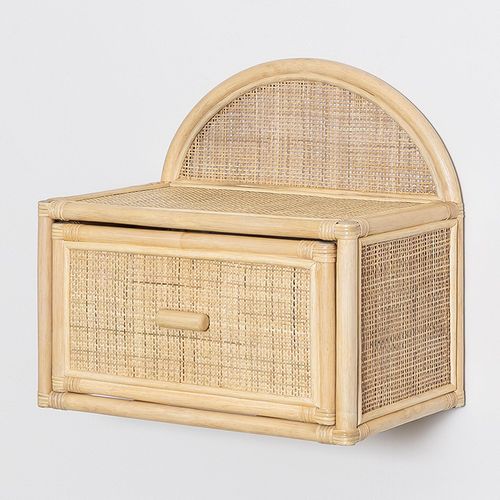 Table De Chevet Flottante En Rotin Yivisc Marron Naturel Marron Naturel