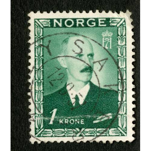 Timbre Oblitéré Norge, 1 Krone