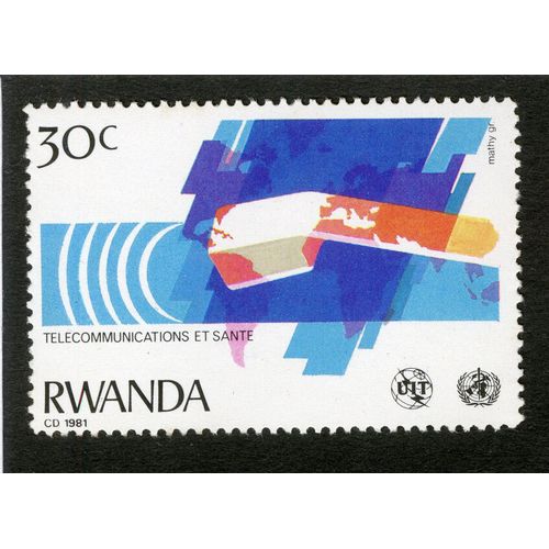 Timbre Non Oblitéré Rwanda, Télécommunications Et Santé, 30 C, 1981