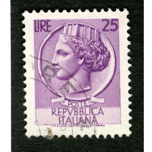 Timbre Oblitéré Poste Repubblica Italiana, Lire 25
