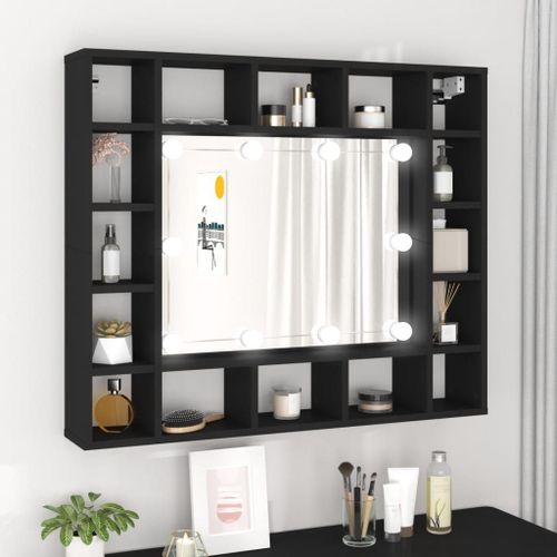 vidaXL Armoire à miroir à LED noir 91x15x76,5 cm