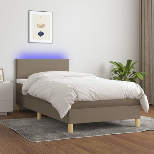 Vidaxl Sommier Tapissier Avec Matelas Et Led Taupe 80x200cm Tissu
