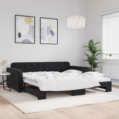 Vidaxl Lit De Jour Avec Gigogne Sans Matelas Noir 100x200 Cm
