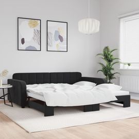 Vidaxl Lit De Jour Avec Gigogne Sans Matelas Noir 100x200 Cm