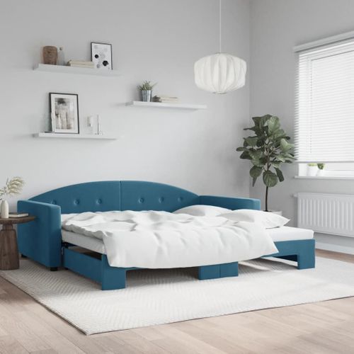 Vidaxl Lit De Jour Avec Gigogne Sans Matelas Bleu 100x200 Cm