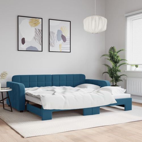 Vidaxl Lit De Jour Avec Gigogne Sans Matelas Bleu 90x200 Cm