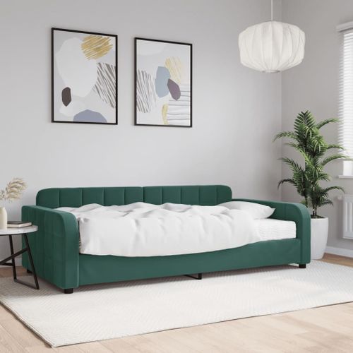Vidaxl Lit De Jour Avec Matelas Vert Foncé 100x200 Cm Velours