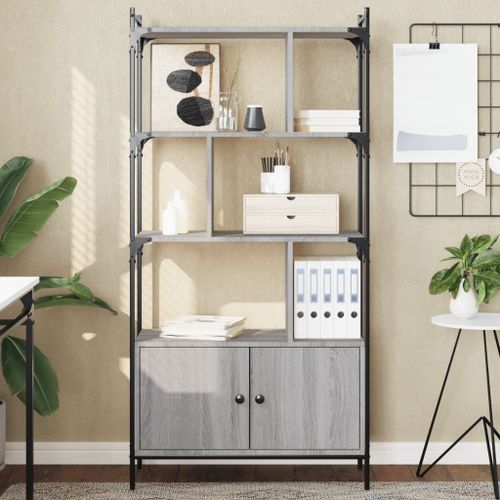 Vidaxl Bibliothèque Avec Portes Sonoma Gris 76,5x30x154,5 Cm