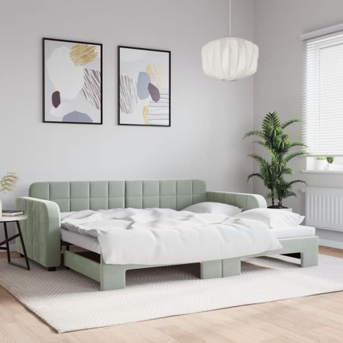 Vidaxl Lit De Jour Avec Lit Gigogne Gris Clair 90x190 Cm Velours