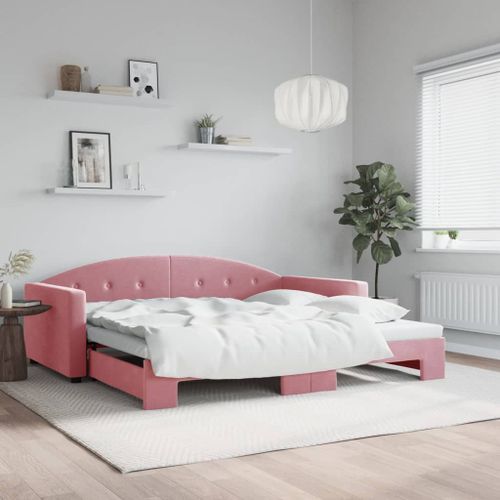 Vidaxl Lit De Jour Avec Lit Gigogne Rose 100x200 Cm Velours