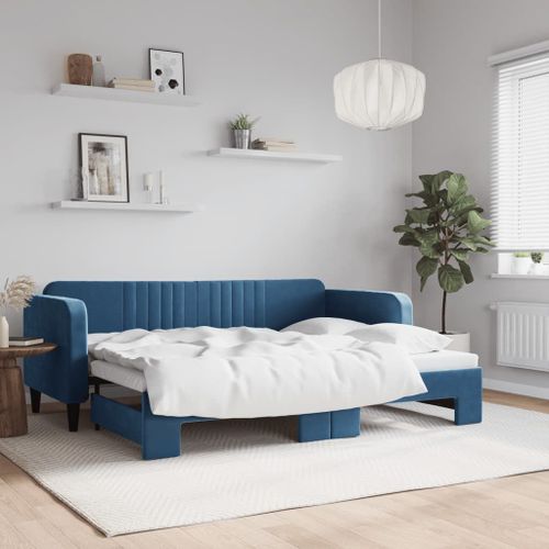 Vidaxl Lit De Jour Avec Gigogne Sans Matelas Bleu 80x200 Cm