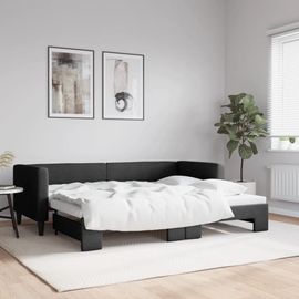Vidaxl Lit De Jour Avec Lit Gigogne Noir 80x200 Cm Tissu