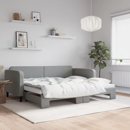 Vidaxl Lit De Jour Avec Lit Gigogne Gris Clair 90x190 Cm Tissu