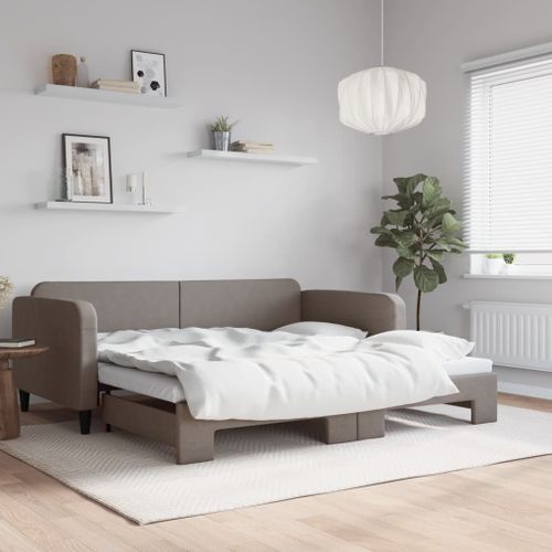 Vidaxl Lit De Jour Avec Lit Gigogne Taupe 100x200 Cm Tissu