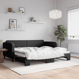 Vidaxl Lit De Jour Avec Lit Gigogne Noir 90x200 Cm Tissu