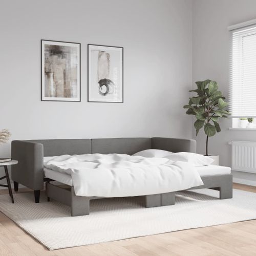 Vidaxl Lit De Jour Avec Gigogne Sans Matelas Gris Foncé 90x190 Cm