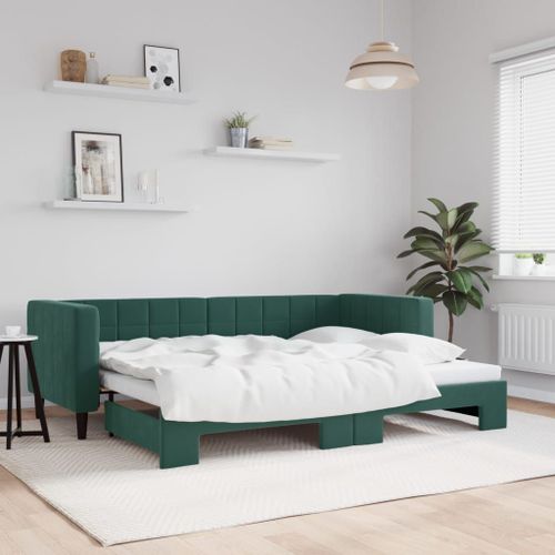 Vidaxl Lit De Jour Avec Lit Gigogne Vert Foncé 80x200 Cm Velours