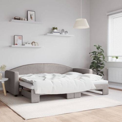 Vidaxl Lit De Jour Avec Gigogne Sans Matelas Taupe 80x200 Cm