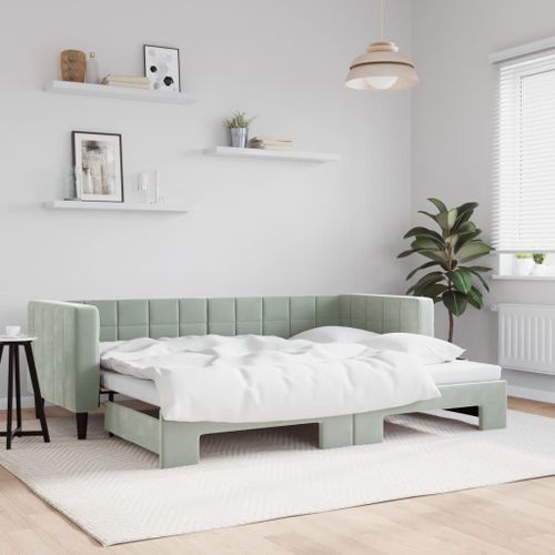 Vidaxl Lit De Jour Avec Gigogne Sans Matelas Gris Clair 80x200 Cm