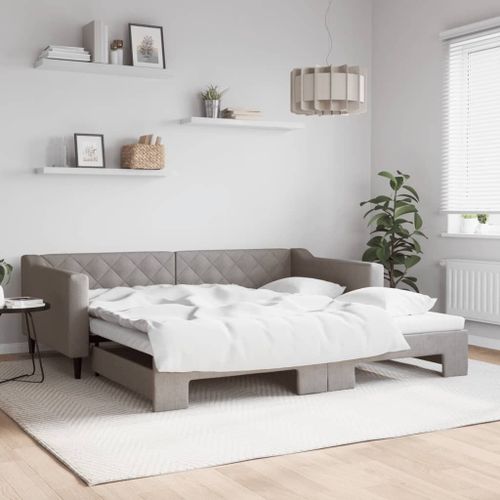 Vidaxl Lit De Jour Avec Lit Gigogne Taupe 100x200 Cm Tissu
