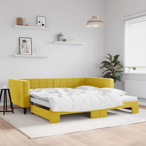 Vidaxl Lit De Jour Avec Lit Gigogne Jaune 100x200 Cm Velours
