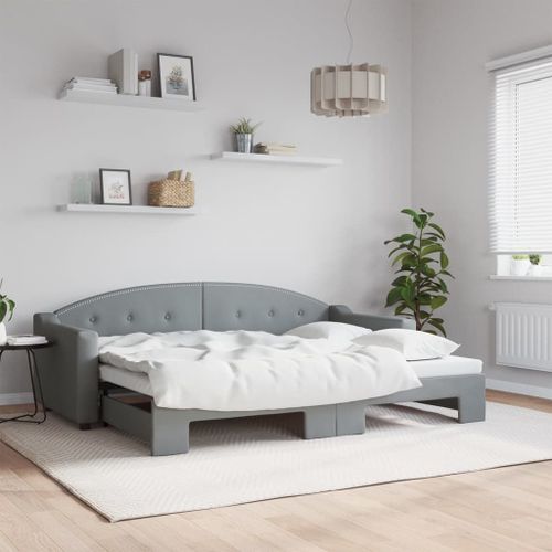 Vidaxl Lit De Jour Avec Gigogne Sans Matelas Gris Clair 80x200 Cm