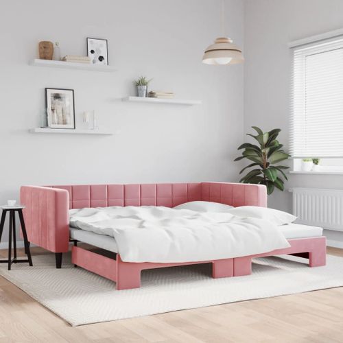 Vidaxl Lit De Jour Avec Lit Gigogne Rose 100x200 Cm Velours