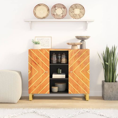 Vidaxl Armoire Latérale Marron Et Noir 90x33,5x75 Cm Bois De Manguier