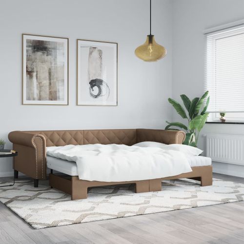 Vidaxl Lit De Jour Avec Lit Gigogne Cappuccino 90x200 Cm Similicuir