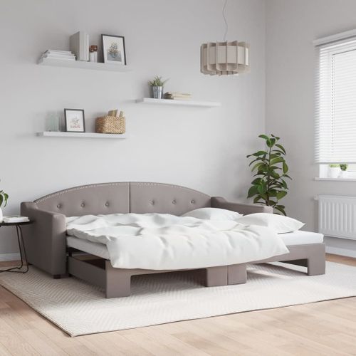 Vidaxl Lit De Jour Avec Gigogne Sans Matelas Taupe 90x200 Cm