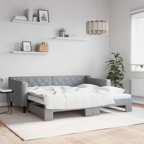 Vidaxl Lit De Jour Avec Lit Gigogne Gris Clair 90x190 Cm Tissu