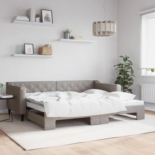 Vidaxl Lit De Jour Avec Lit Gigogne Taupe 90x200 Cm Tissu