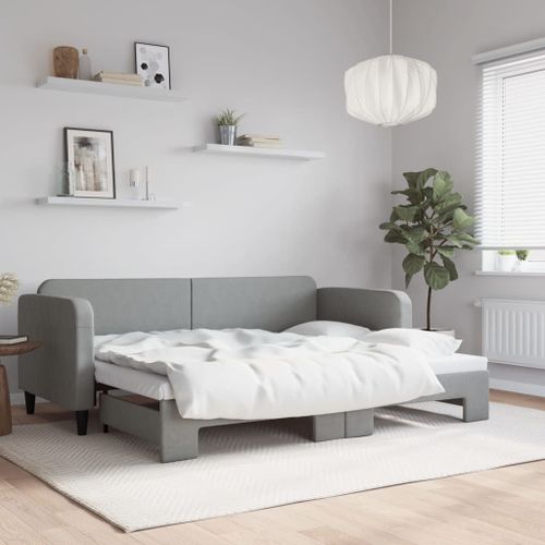 Vidaxl Lit De Jour Avec Gigogne Sans Matelas Gris Clair 80x200 Cm