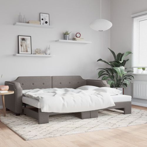 Vidaxl Lit De Jour Avec Lit Gigogne Taupe 100x200 Cm Tissu