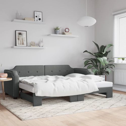 Vidaxl Lit De Jour Avec Gigogne Sans Matelas Gris Foncé 100x200 Cm