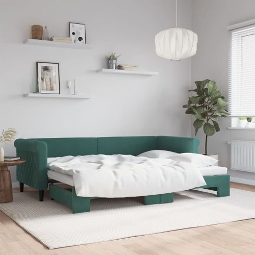 Vidaxl Lit De Jour Avec Gigogne Sans Matelas Vert Foncé 80x200 Cm