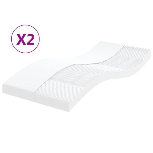 Vidaxl Matelas En Mousse 2 Pcs Blanc 100x200 Cm 7 Zones Dureté 20 Ild