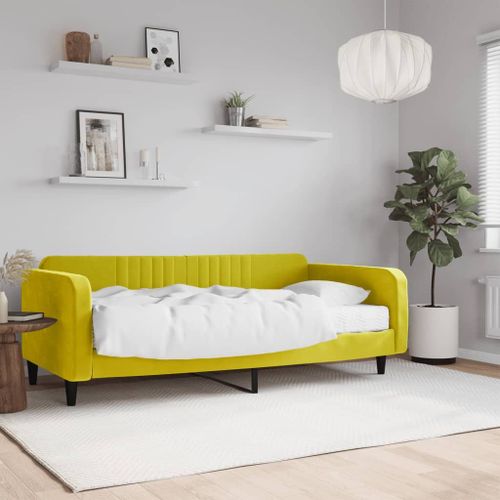 Vidaxl Lit De Jour Avec Matelas Jaune 100x200 Cm Velours